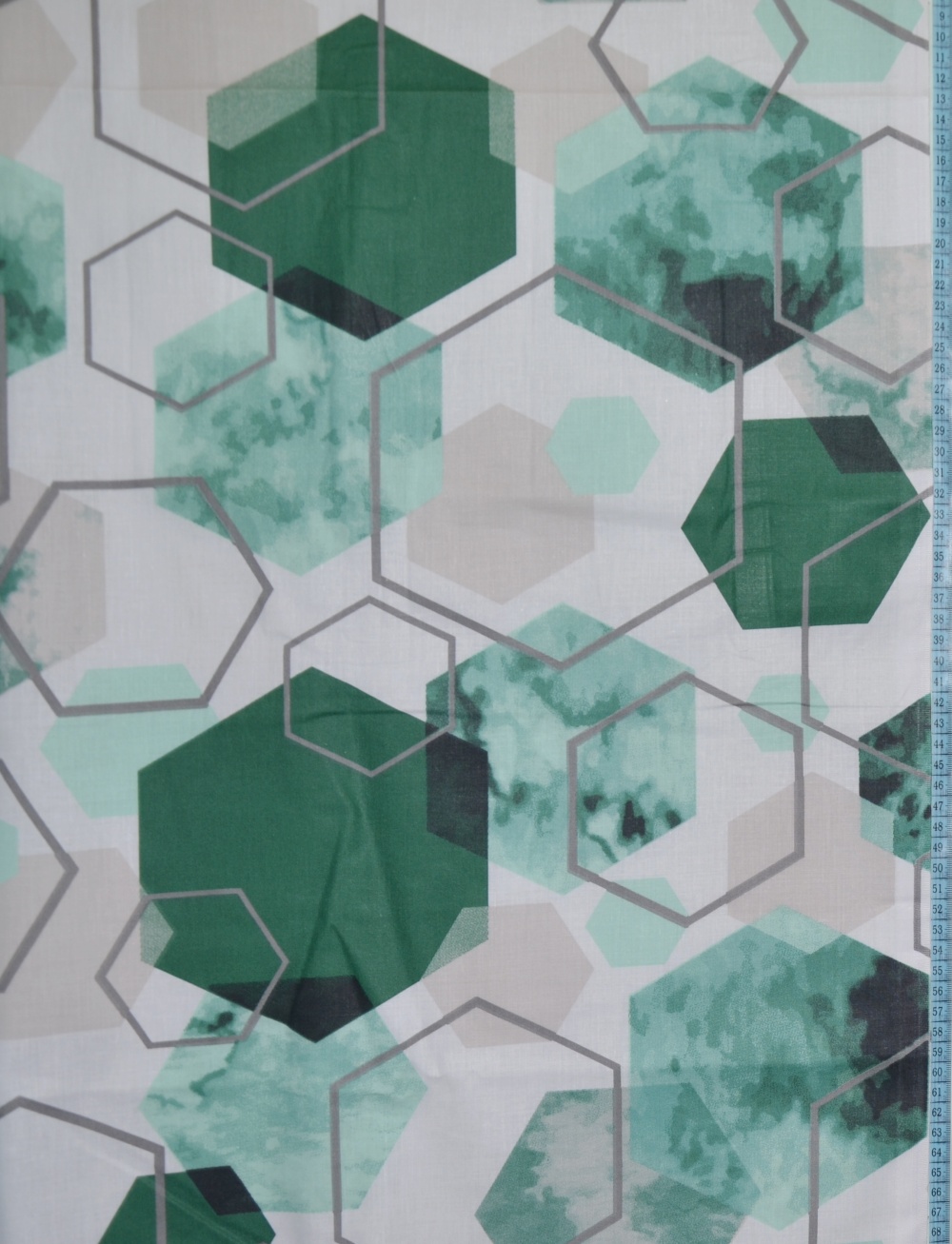 Bavlna plátno BP 026/01 geometrické vzory zelené
